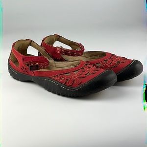 JBU Jambu Wildflower Red Mary Jane Flats  Sz: 10M